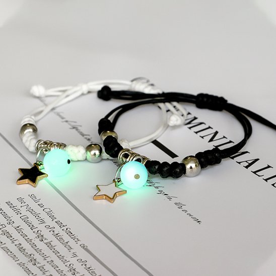 Bracelet couple personnalisé noir ou blanc symbole étoile