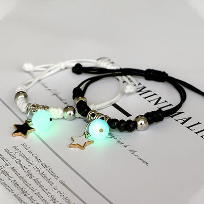Bracelet couple personnalisé noir ou blanc symbole étoile