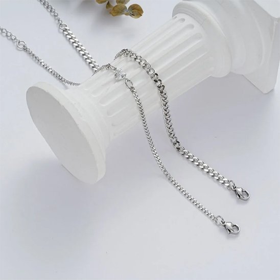 Bracelet couple en acier inoxydable argenté homme et femme