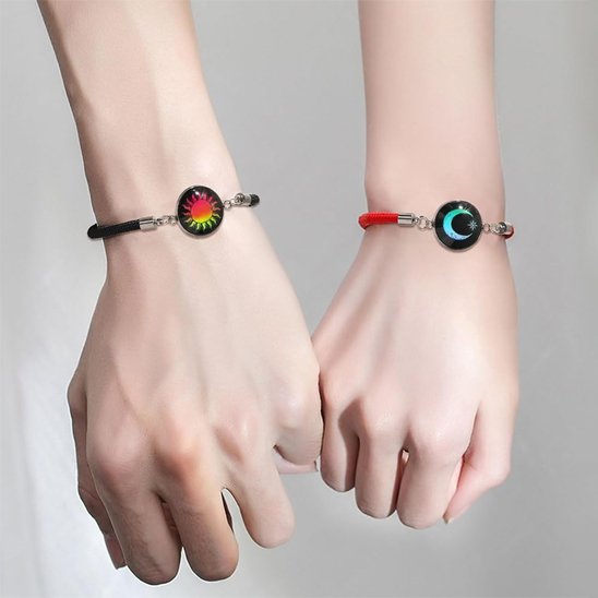 Bracelet couple lune soleil coloré