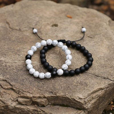 Bracelet couple​ howlite + onyx