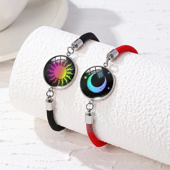 Bracelet couple lune soleil coloré