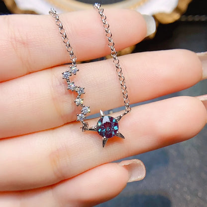 Bracelet femme argent pierre naturelle alexandrite zircons en forme d'étoile chaine ajustable