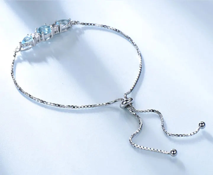 Bracelet femme argent topaze bleue zircons
