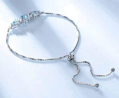 Bracelet femme argent topaze bleue zircons