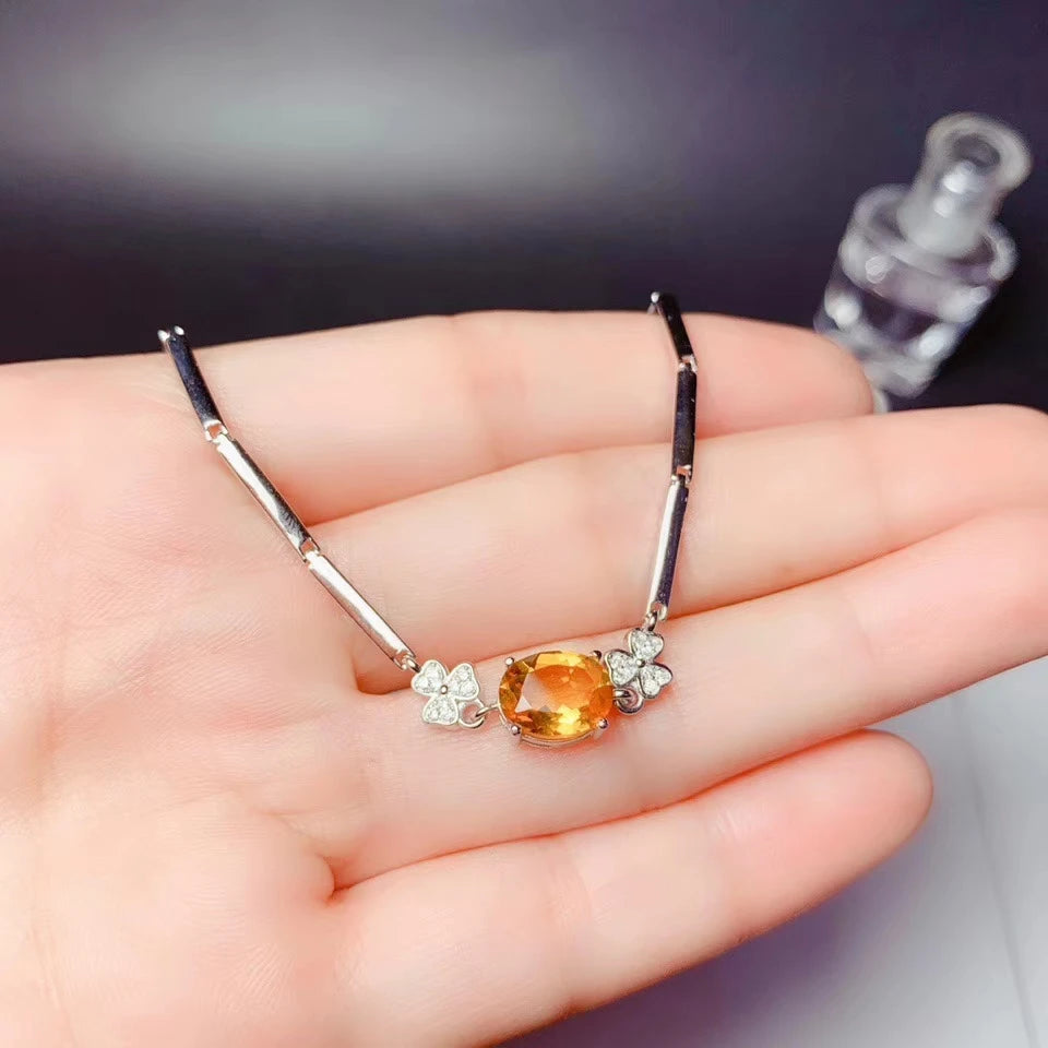 Bracelet femme tendance argent pierre naturelle citrine zircons