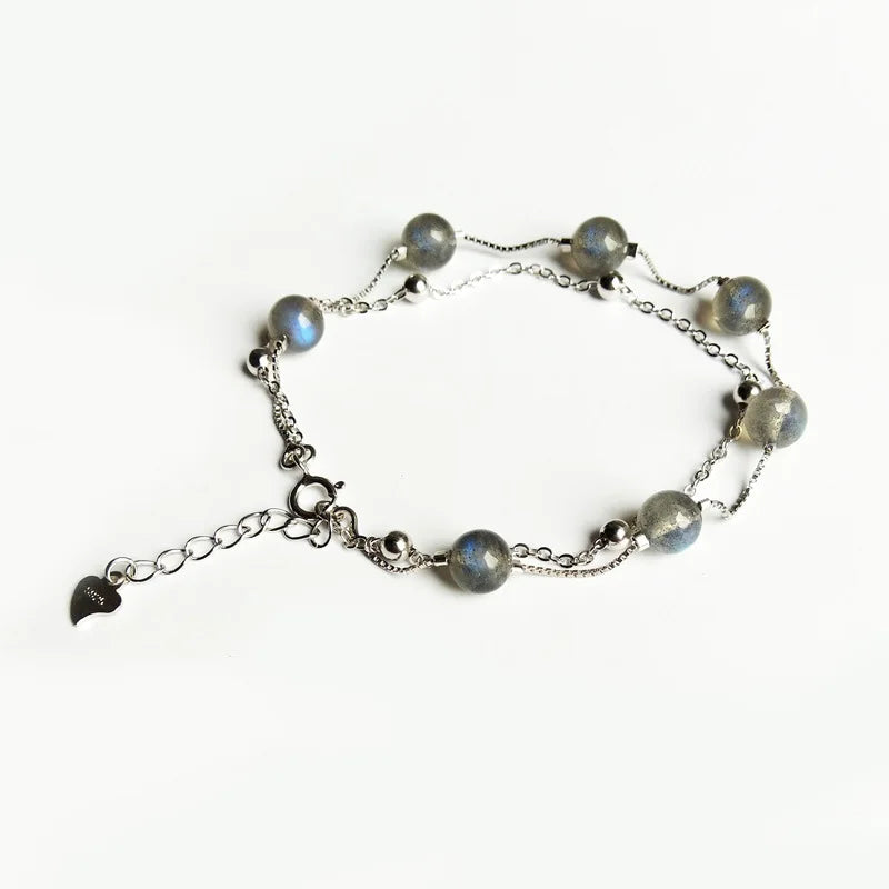 Bracelet femme argent perles de labradorite pierre naturelle