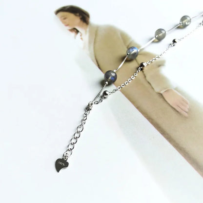 Bracelet femme argent perles de labradorite pierre naturelle