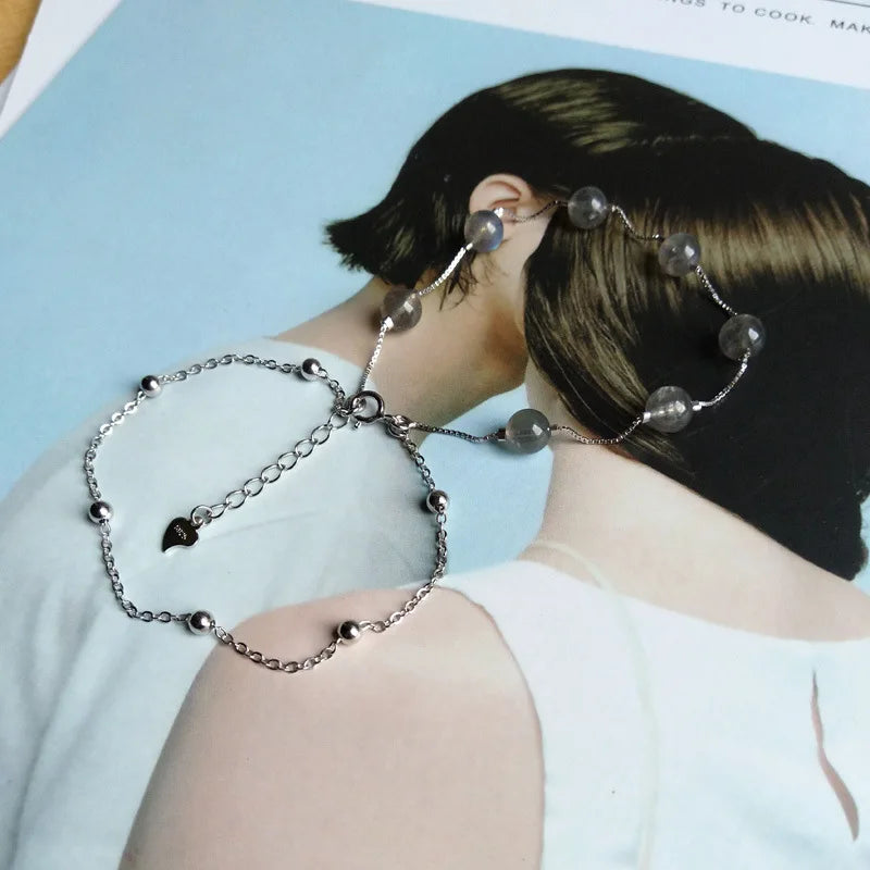 Bracelet femme argent perles de labradorite pierre naturelle