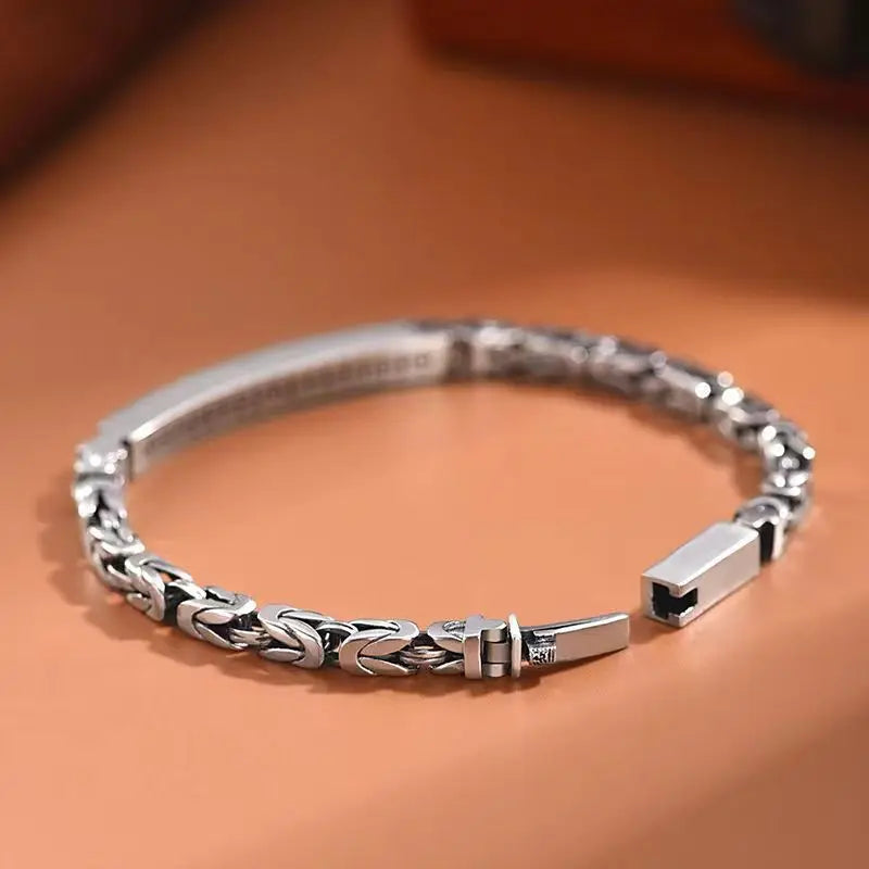 Bracelet homme argent sterling 925 retro vintage léger intemporel tendance trésor fortune