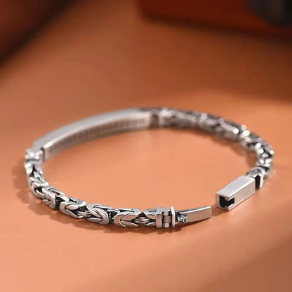 Bracelet homme argent sterling 925 retro vintage léger intemporel tendance trésor fortune