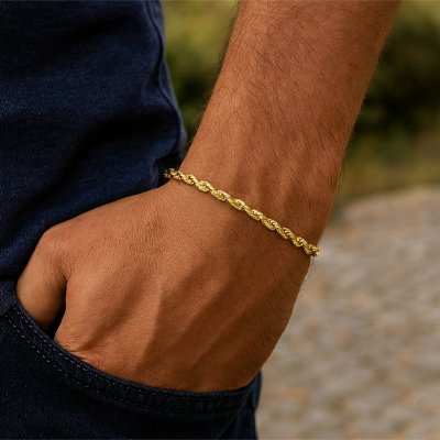 bracelet homme torsadé doré