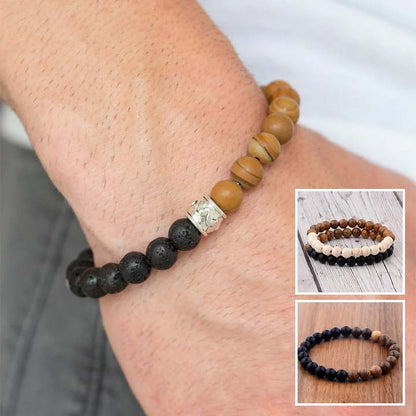 Bracelet homme perles en bois naturel zen