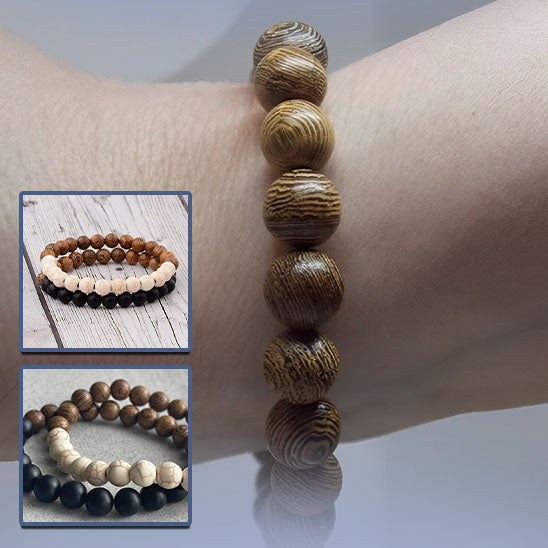 Bracelet homme perles en bois naturel