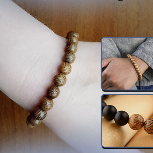 Bracelet homme perles en bois naturel