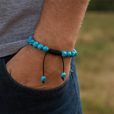 bracelet perle homme turquoise anti stress