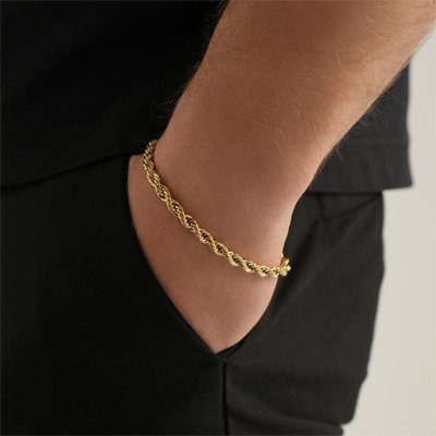 bracelet homme torsadé doré