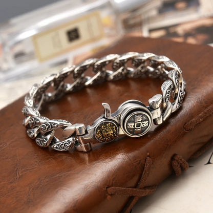 Bracelet homme argent zen porte-bonheur anti-stress fermeture pratique