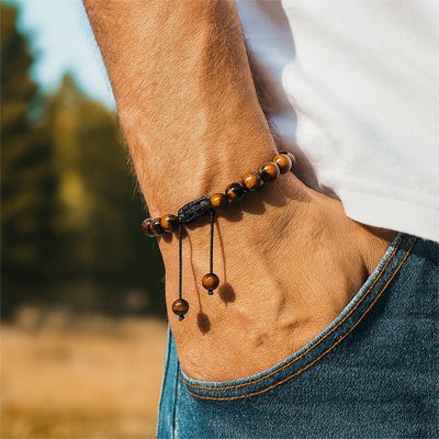 bracelet perle homme oeil de tigre anti stress