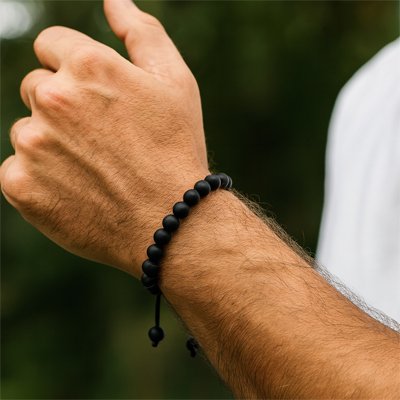 bracelet perle homme onyx protection anti stress