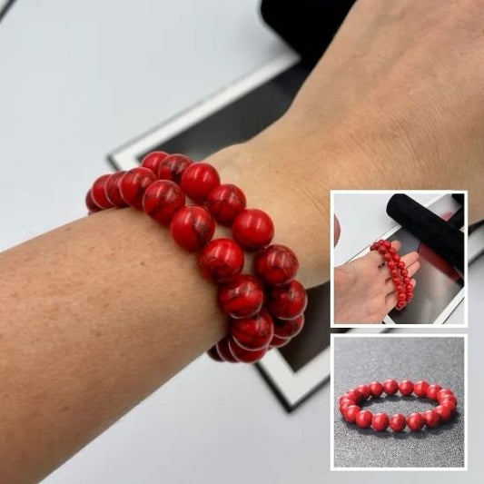Bracelet pierre naturelle turquoise rouge perle