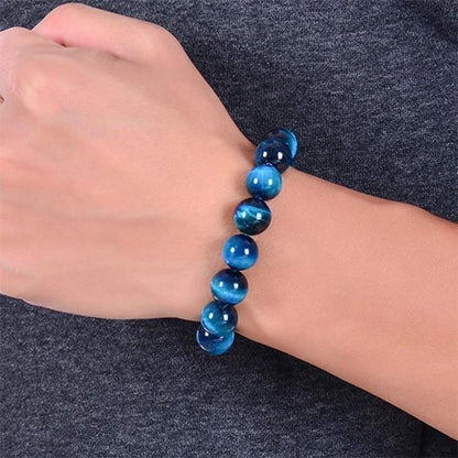 bracelet perle oeil de tigre bleu élastique flexible confortable 4 tailles de perles