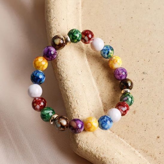 bracelet pierre naturelle perles de lave colorées 7 chakras