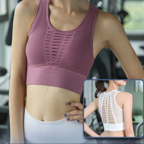 Brassière femme sport yoga fitness filet dos sexy