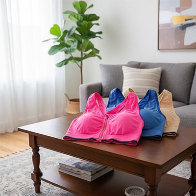 Brassière femme sport rose bleu beige