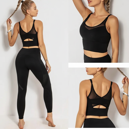 brassiere longue sport fitness femme noir legging