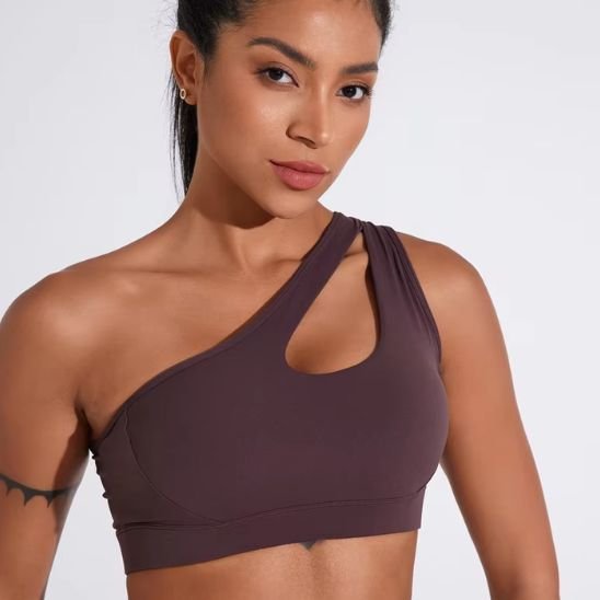 Brassière sport asymétrique marron