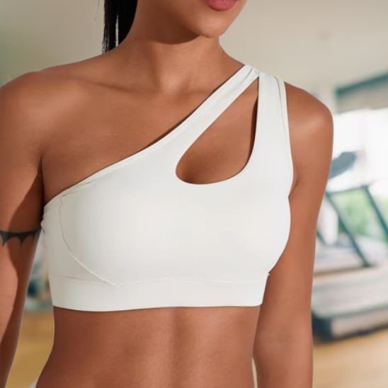 Brassière sport asymétrique yoga blanc