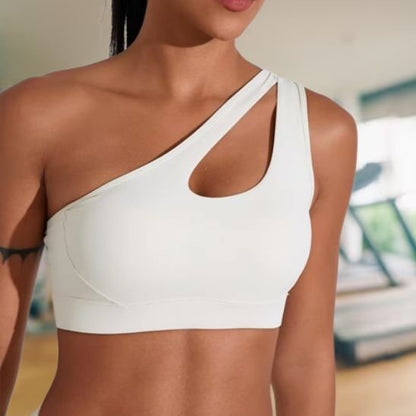 Brassière sport asymétrique yoga blanc