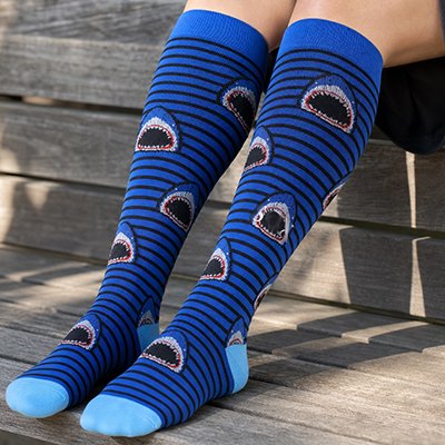 Chaussette de compression motifs bleus colorés