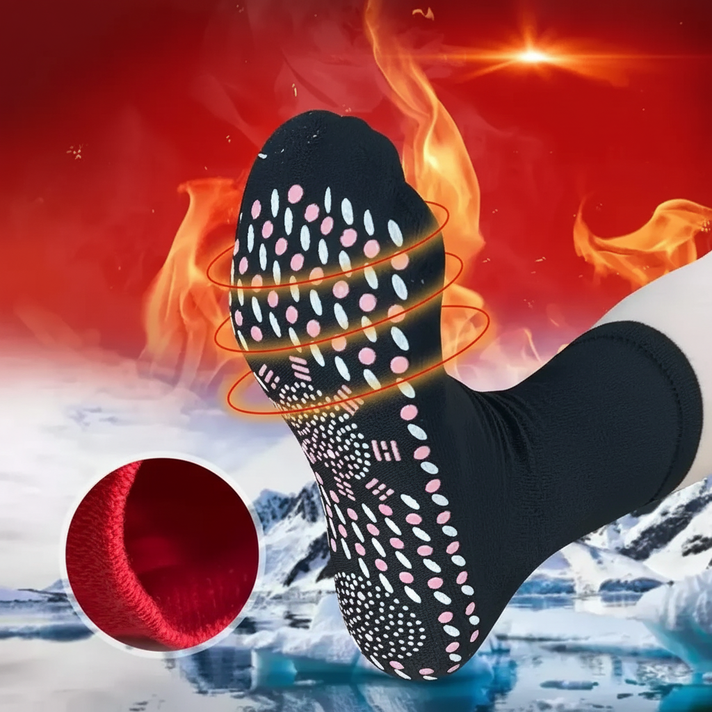 Chaussette massage pied chauffante avec picots de réflexologie plantaire –