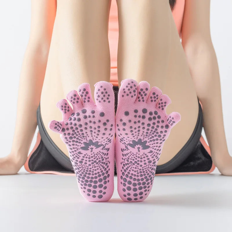 Chaussette massage points réflexes rose antidérapante yoga