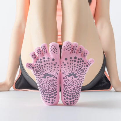 Chaussette massage points réflexes rose antidérapante yoga