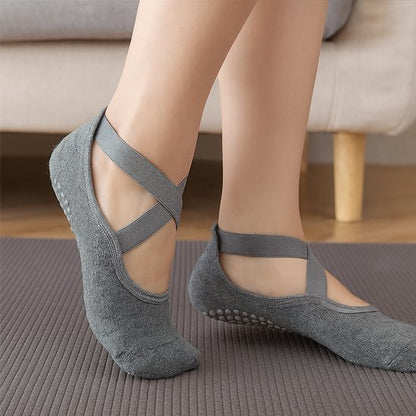 Chaussette yoga grise antidérapante