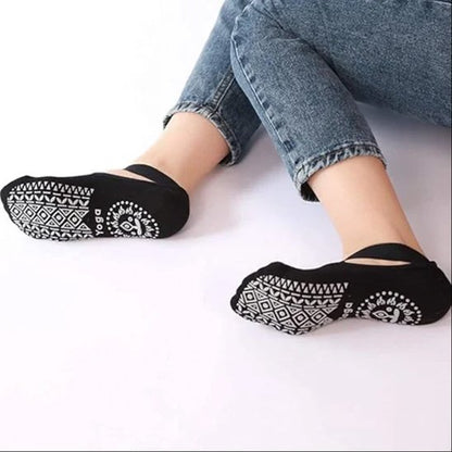 Chaussette yoga noire antidérapante