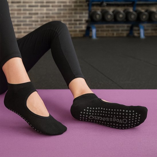 Chaussette yoga noire antidérapantes