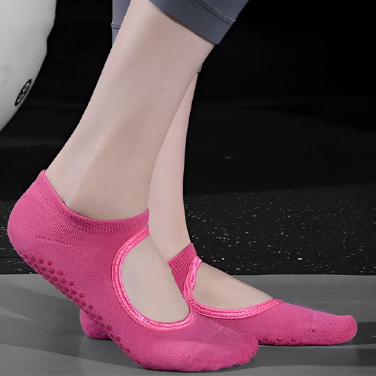 Chaussettes antidérapantes roses respirantes