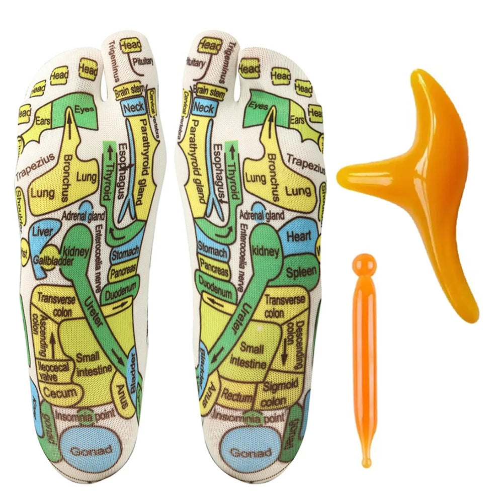 Chaussettes réflexologie plantaire avec bâtons d'acupression pour massage des pieds