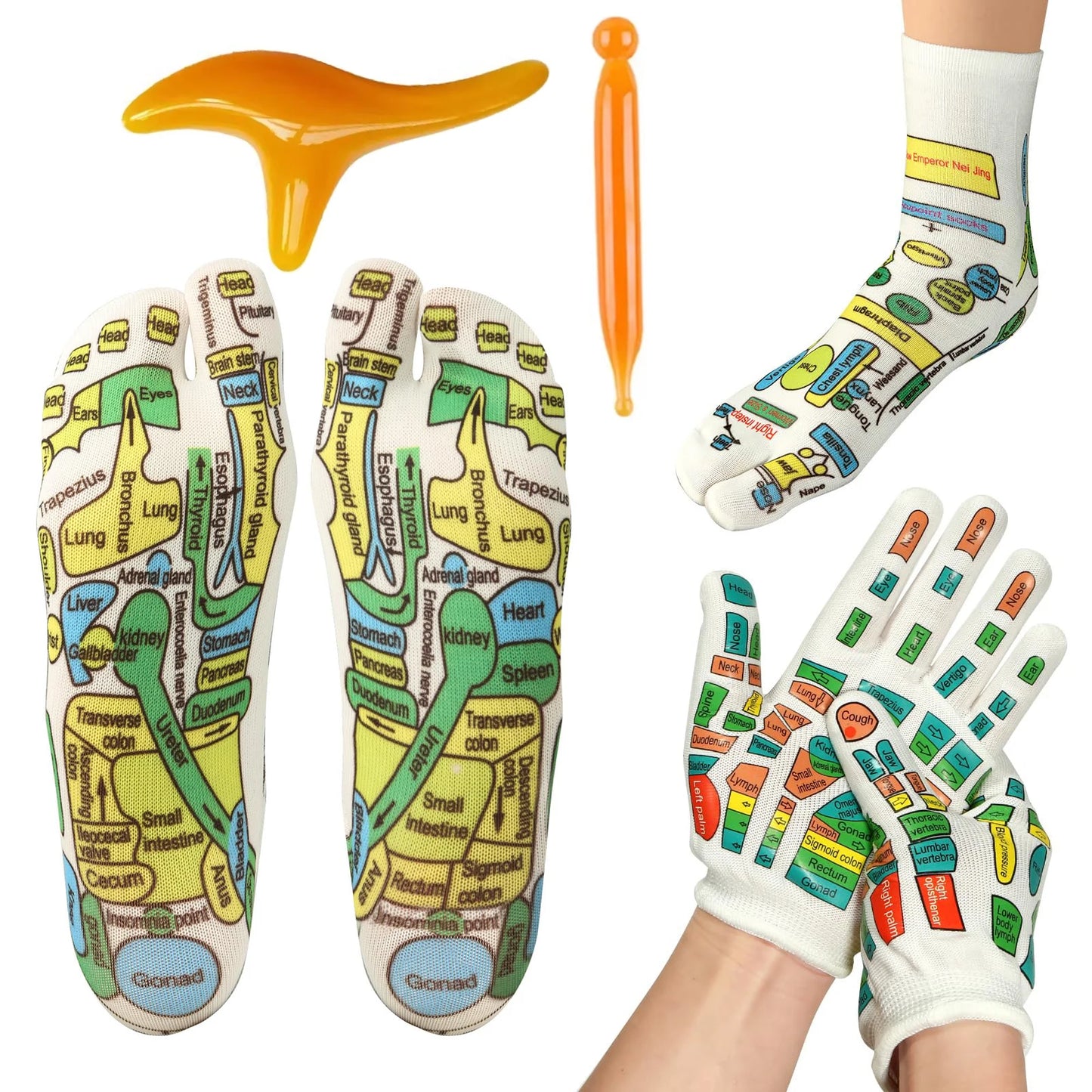 Détail des picots de massage sur chaussettes réflexologie plantaire