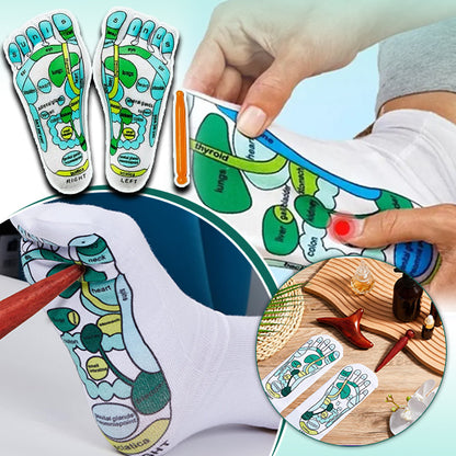 chaussettes réflexologie plantaires 2 bâtons de massage