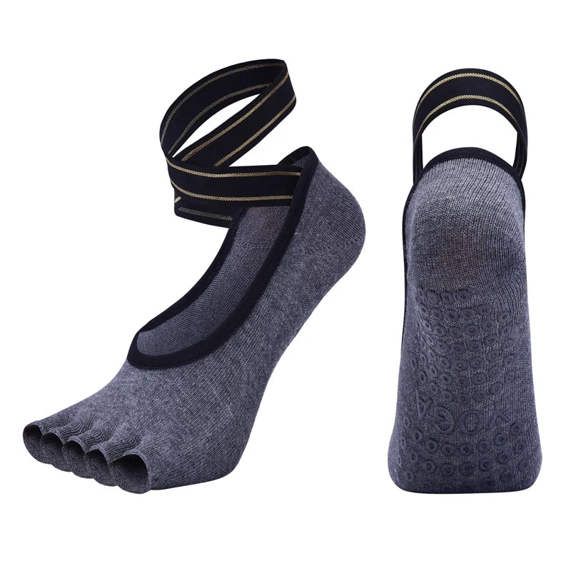 Chaussettes yoga antidérapantes multicolores - 6 coloris disponibles noir vert rouge beige gris blanc