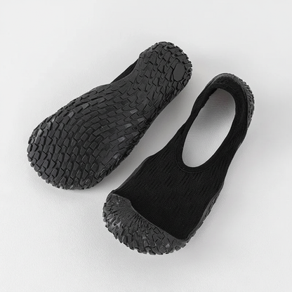 Chaussons pour yoga noir semelle antidérapante et tige tricot 