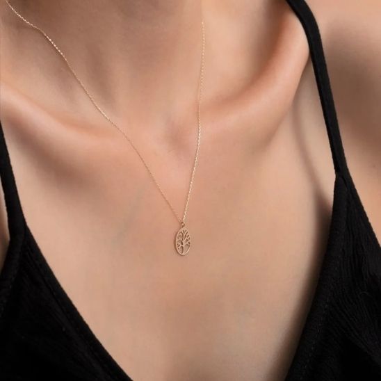 collier arbre de vie acier inoxydable fin élégant cou femme