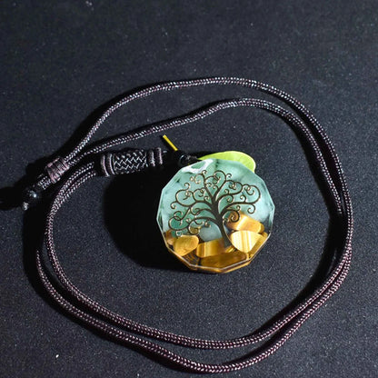 Collier arbre de vie orgonite aventurine verte pierre naturelle cordon ajustable