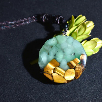 Collier arbre de vie orgonite aventurine verte pierre naturelle cordon ajustable