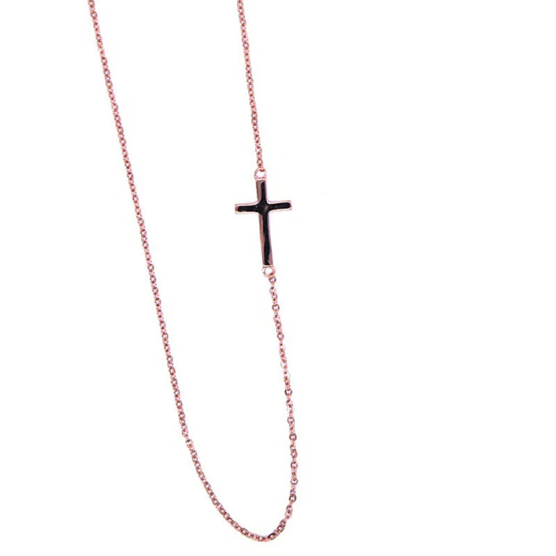 Collier argent femme croix argent sterling 925 plaqué or rose